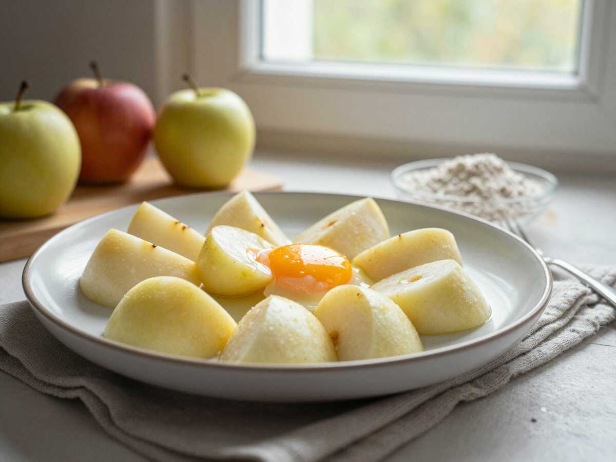 Omas Geheimrezept: Saftiger Apfelkuchen mit knusprigen Butterstreuseln! – während der Zubereitung