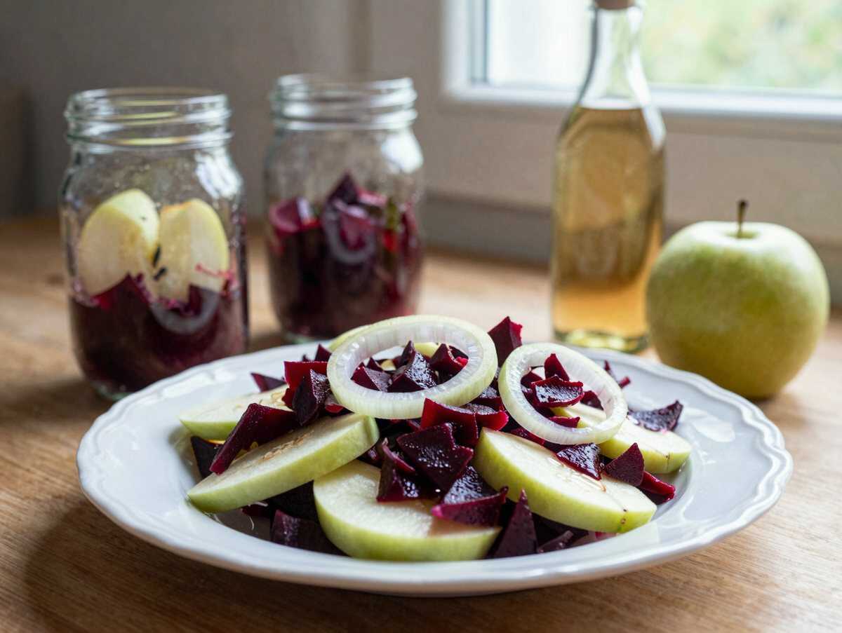 Omas Rote-Bete-Salat aus dem Vorratsglas – während der Zubereitung