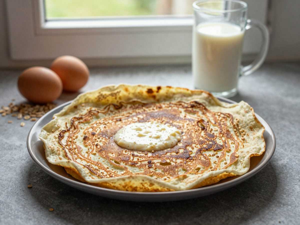 Omis Pfannkuchen ohne Mehl mit 250 g Quark superlecker! – während der Zubereitung