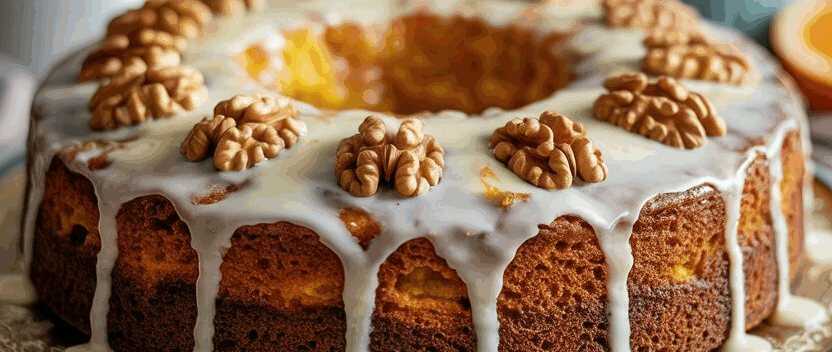 Orangenkuchen mit Walnüssen in 10 Minuten im Ofen
