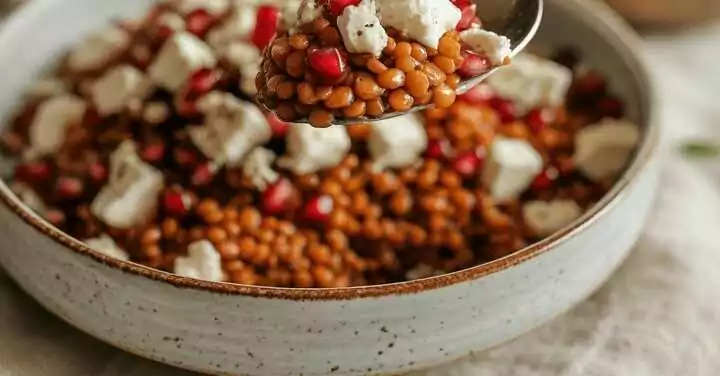 Orientalischer Linsensalat mit Granatapfel und Feta