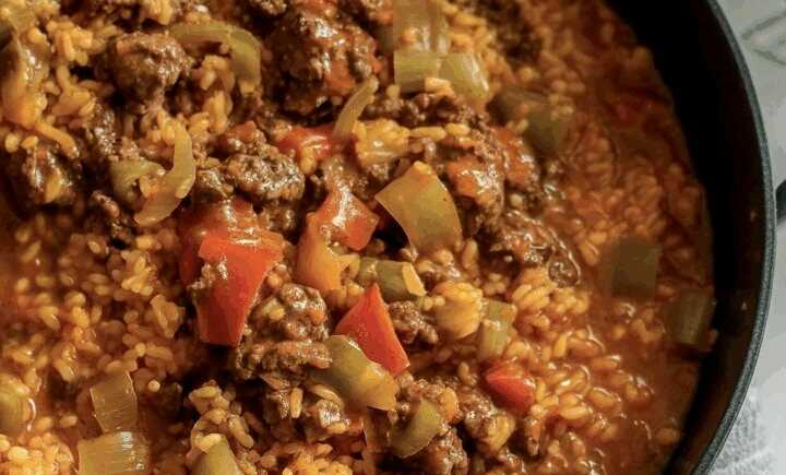 Paprikapfanne mit Reis und 500g Hackfleisch in 20 Minuten