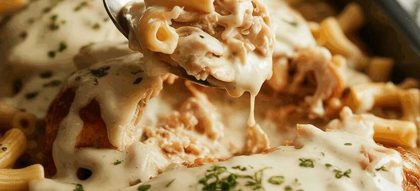 Parmesan-Hähnchen mit cremiger Soße in 20 Minuten fertig! – so sieht es fertig aus