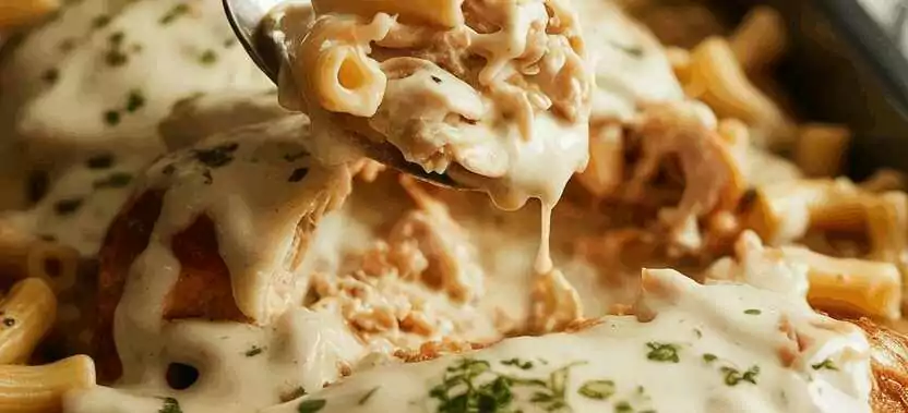 Parmesan-Hähnchen mit cremiger Soße in 20 Minuten fertig! – so sieht es fertig aus