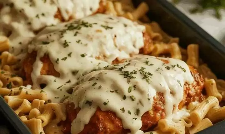 Parmesan-Hähnchen mit Zitronensahne und knuspriger Panade