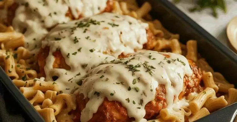 Parmesan-Hähnchen mit Zitronensahne und knuspriger Panade