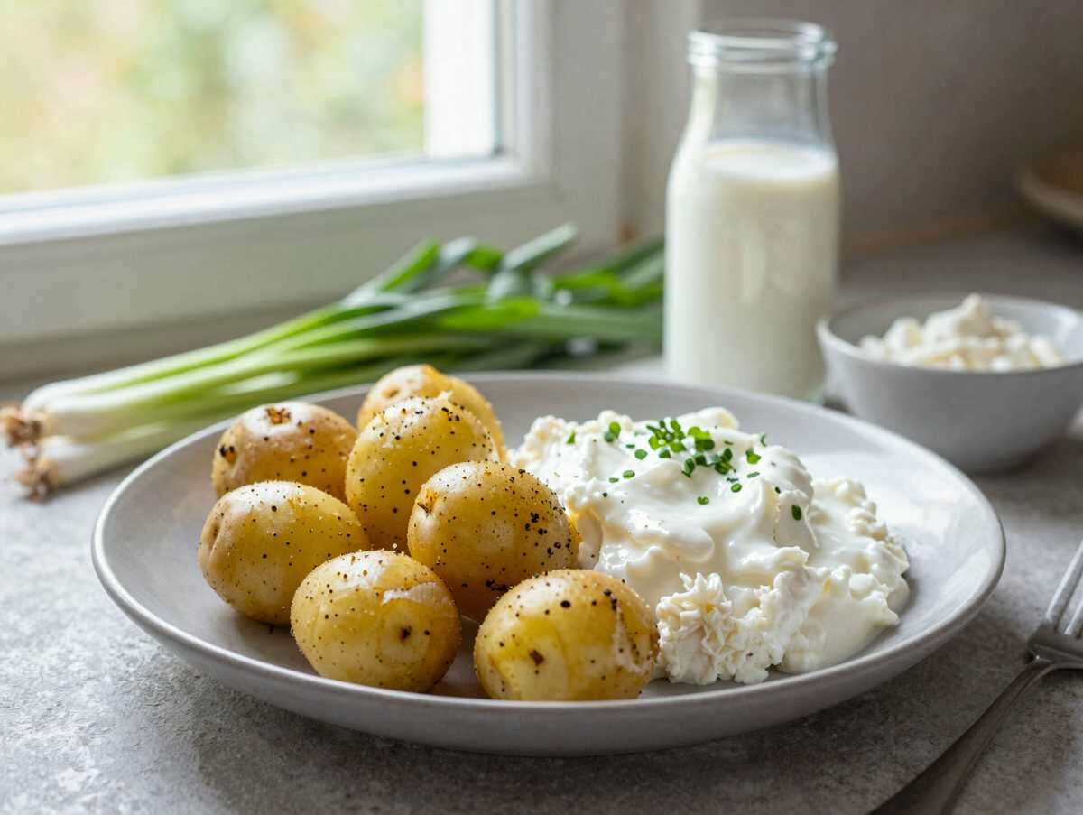 Pellkartoffeln mit Kräuterquark, perfekt für den schnellen Feierabend – während der Zubereitung