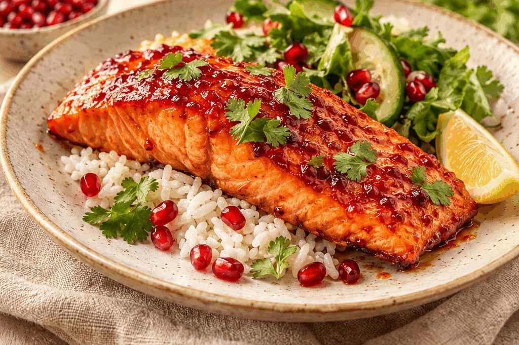Perfekter Granatapfelglasierter Lachs aus der Heißluftfritteuse in nur 7 Minuten!