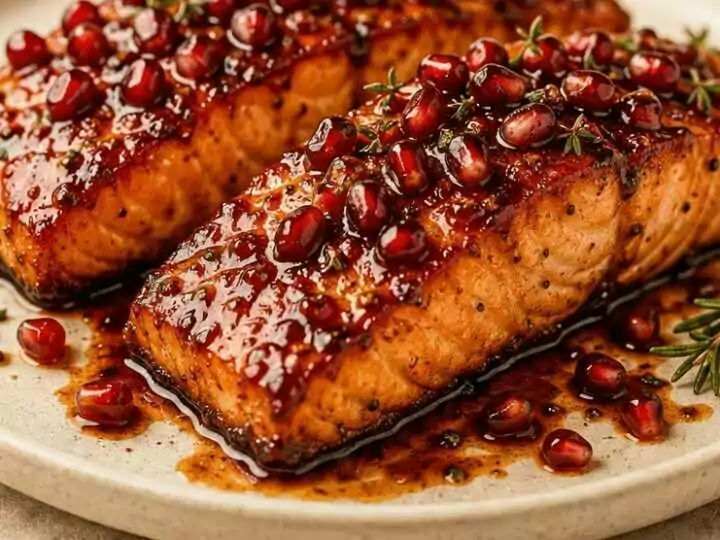 Perfekter Lachs mit Granatapfelglasur aus der Heißluftfritteuse in nur 7 Minuten – So einfach geht’s!
