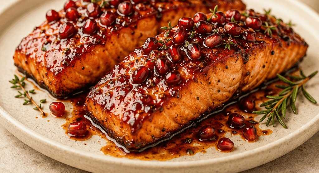 Perfekter Lachs mit Granatapfelglasur aus der Heißluftfritteuse in nur 7 Minuten – So einfach geht’s!