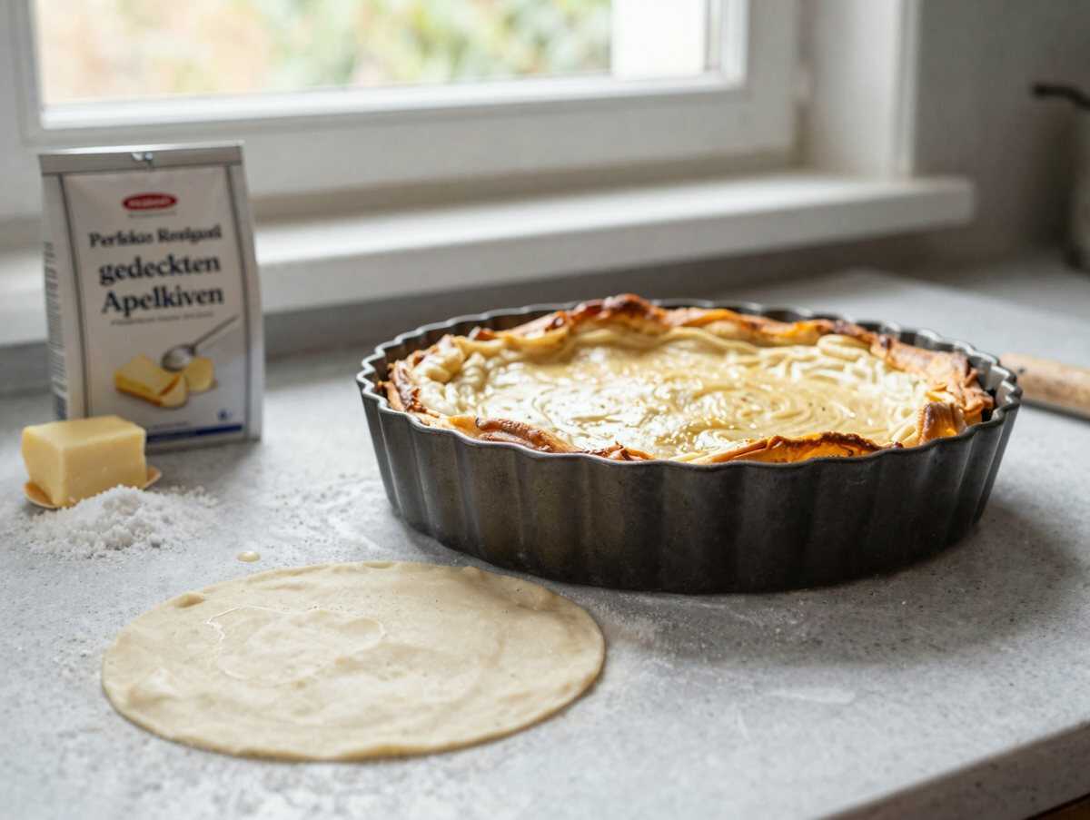 Perfektes Rezept für den saftigsten gedeckten Apfelkuchen! – während der Zubereitung