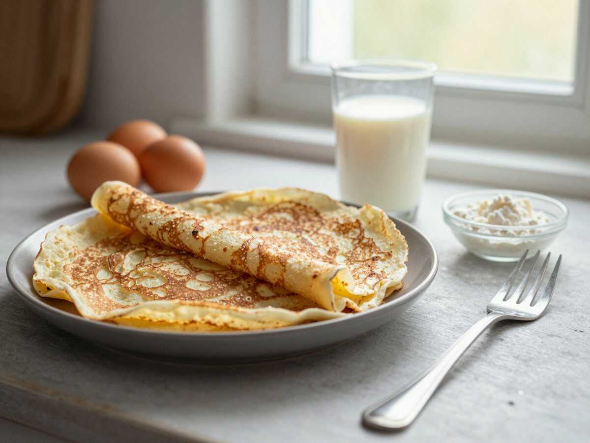 Pfannkuchen mit 150g Quark ohne Mehl in 5 Minuten – während der Zubereitung