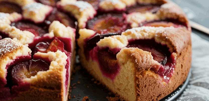 Pflaumenkuchen blitzschnell fertig in 5 Minuten zubereitet