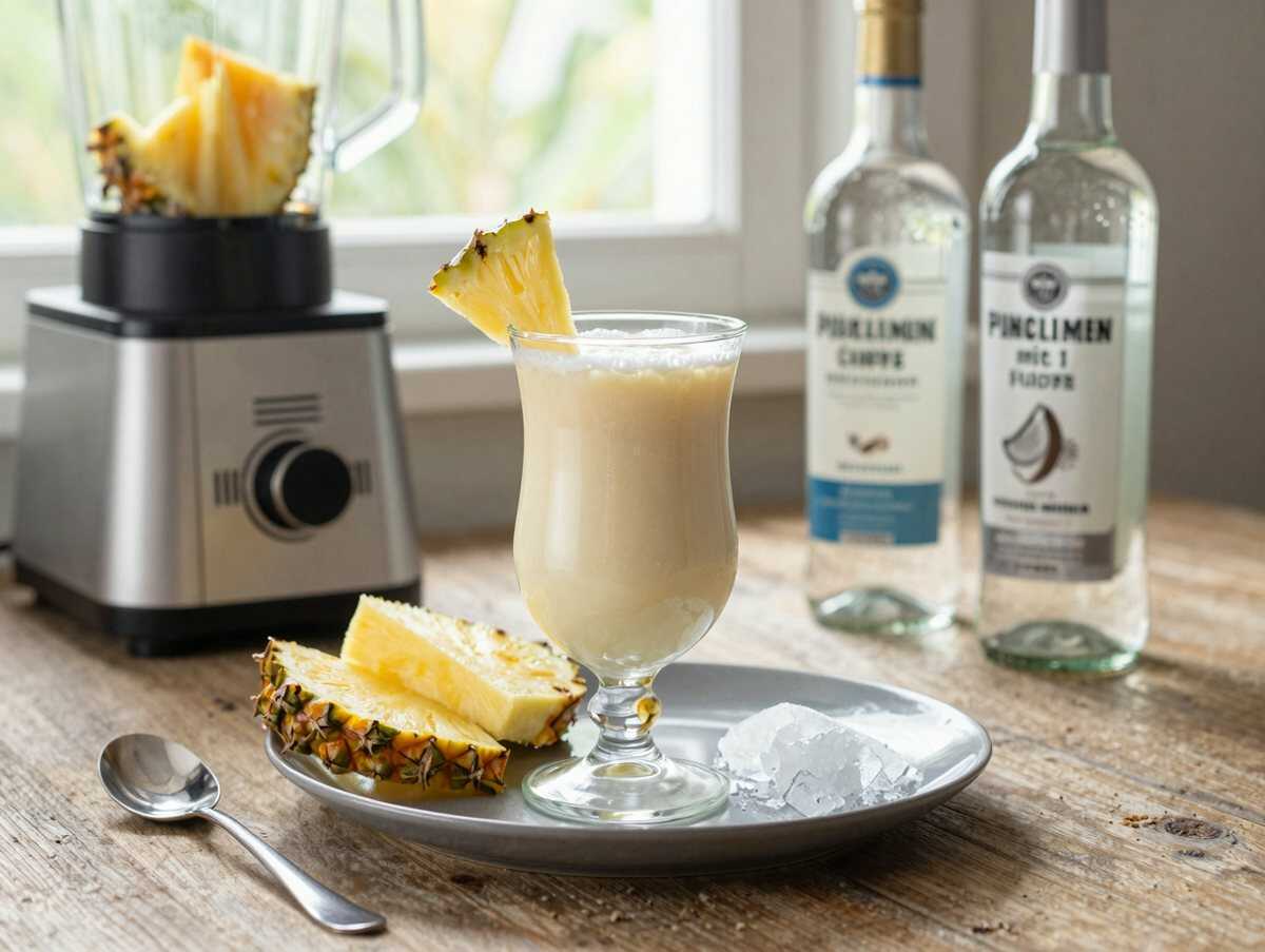 Piña Colada mit 1 Packung Pudding, tropischer Genuss im Glas! – während der Zubereitung
