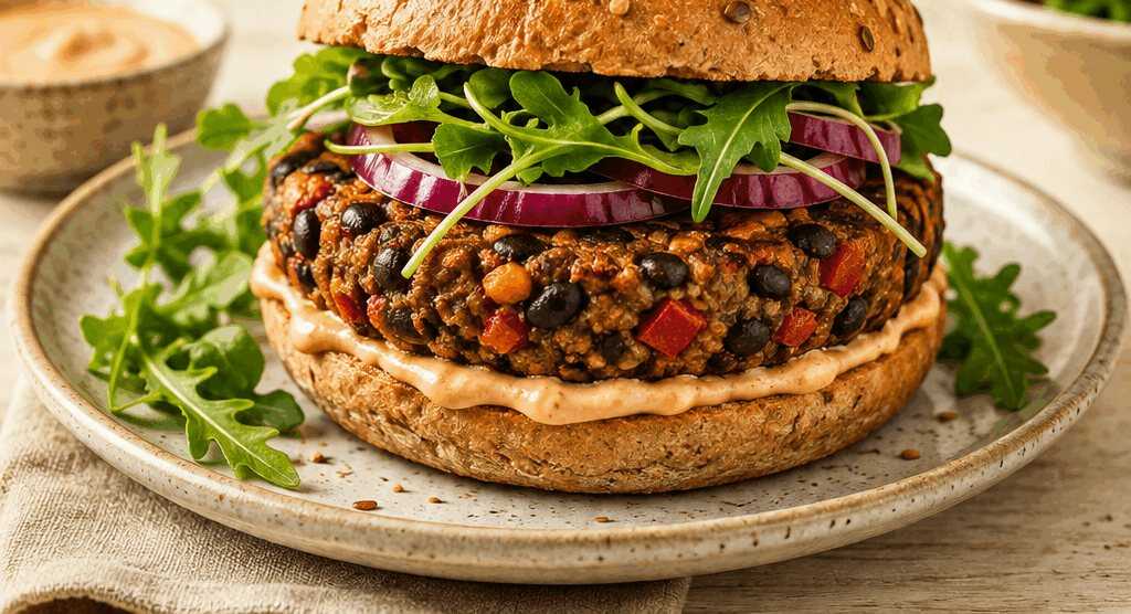 Pikantes, proteinreiches Veggie-Burger-Rezept: So geht’s!
