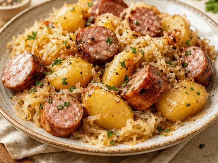 Polnische Wurst, Sauerkraut & Kartoffeln: Einfaches Crockpot-Rezept für Genießer!