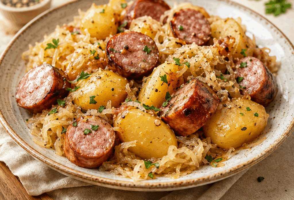 Polnische Wurst, Sauerkraut & Kartoffeln: Einfaches Crockpot-Rezept für Genießer!