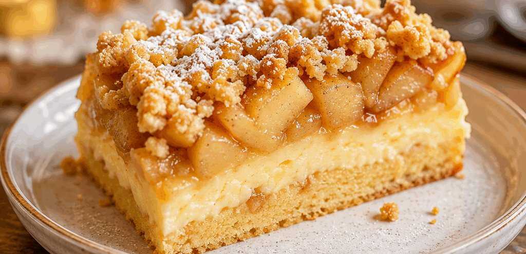 Pudding trifft Apfelkuchen: Ein unwiderstehliches Dessert-Duo! – so sieht es fertig aus