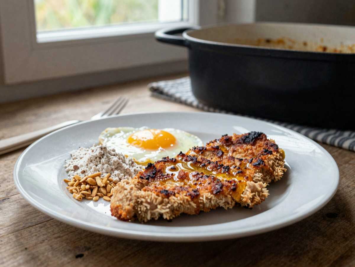 Putenschnitzel knusprig aus der Heißluftfritteuse, das Soulfood für gemütliche Tage – während der Zubereitung