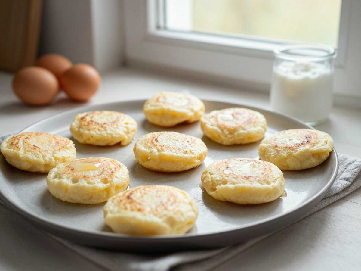 Quark Pfannkuchen ohne Mehl in 5 Minuten fur ca 10 Stücke – während der Zubereitung