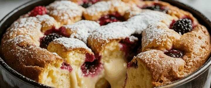 Quarkkuchen vom Blech mit gekochtem Vanillepudding und Zitrone