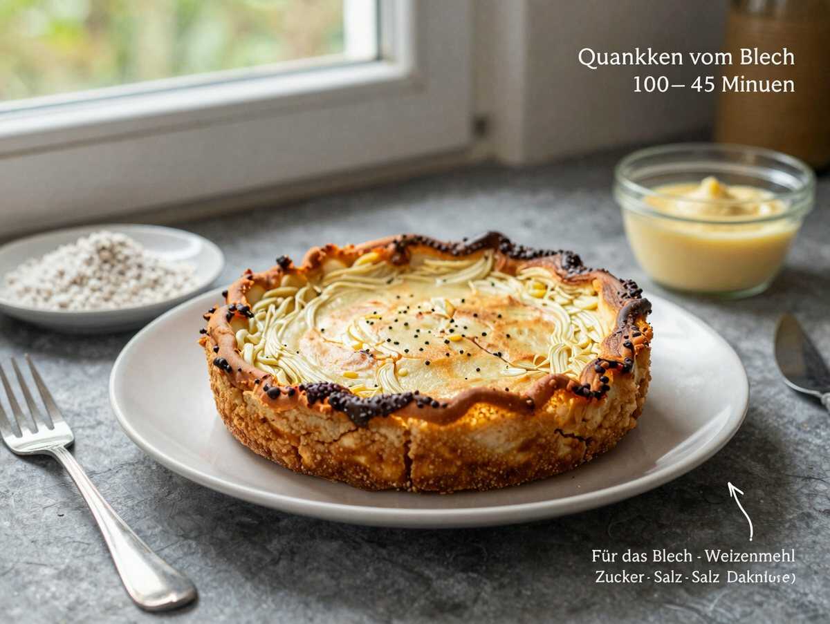 Quarkkuchen vom Blech mit vanillepudding in 15 Minuten – während der Zubereitung