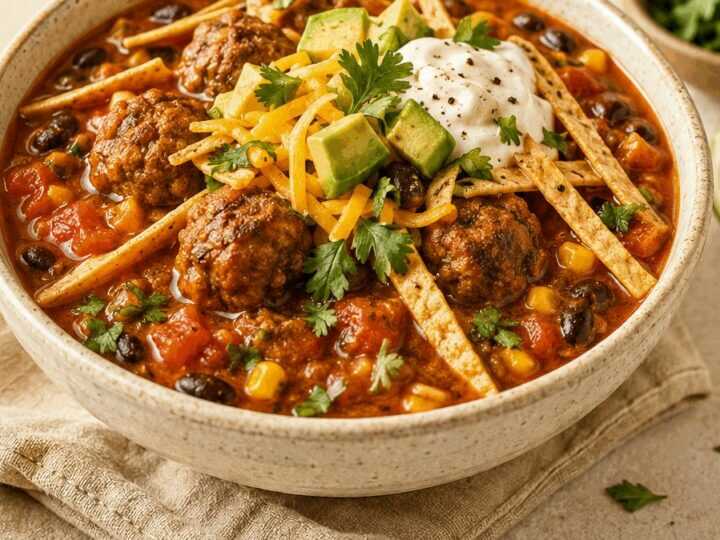Rauchige Chipotle-Fleischbällchen-Tortillasuppe: Perfekt für gemütliche Abende!