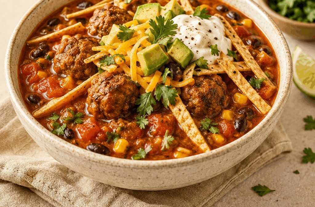 Rauchige Chipotle-Fleischbällchen-Tortillasuppe: Perfekt für gemütliche Abende!