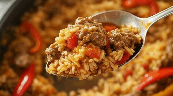 Reis Hackfleisch Pfanne mit Paprika in 15 Minuten gemacht!