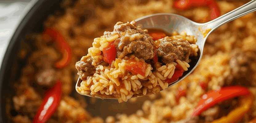 Reis Hackfleisch Pfanne mit Paprika in 15 Minuten gemacht!