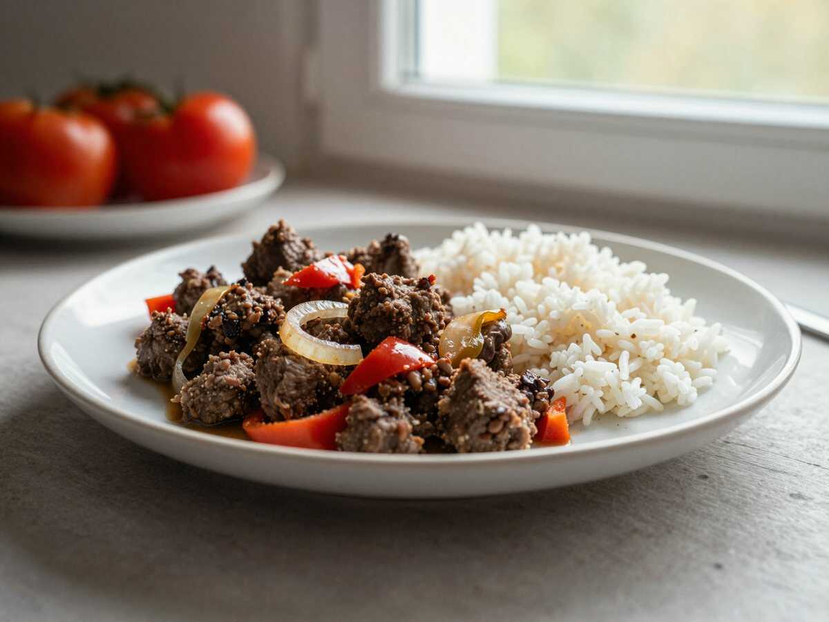 Reisfleisch mit Hackfleisch - Entdecke das ultimative Wohlfühlrezept! – während der Zubereitung