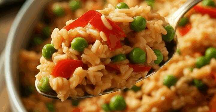 Reissalat mit Paprika und Erbsen