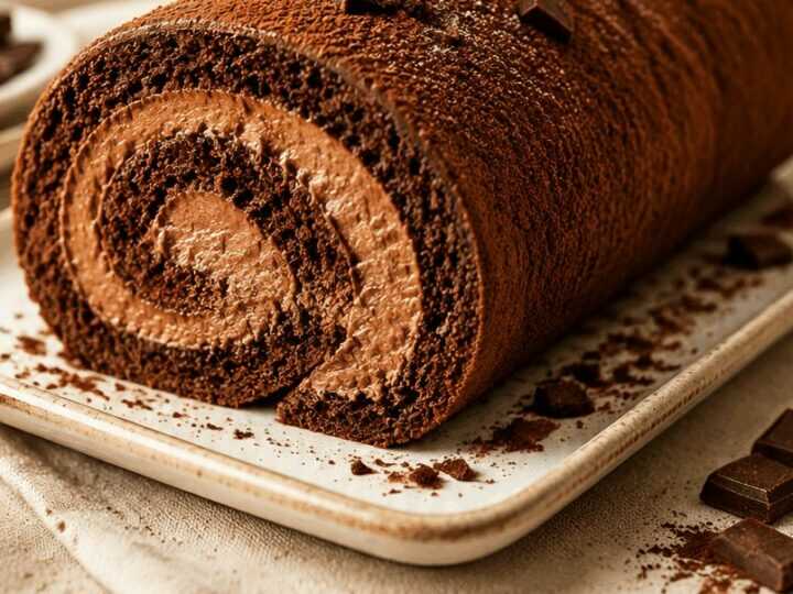 Rezept für eine unwiderstehliche Schokoladen-Biskuitrolle, die du probieren musst!