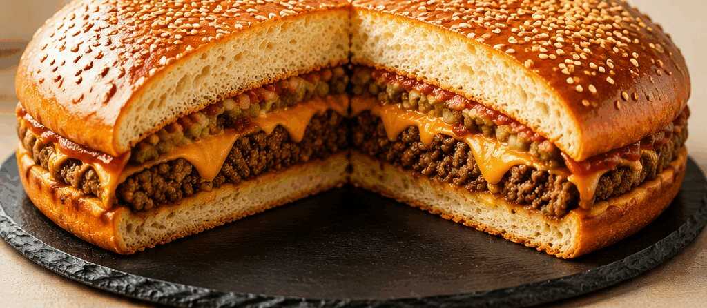 Gigantischen Cheeseburger-Kuchen