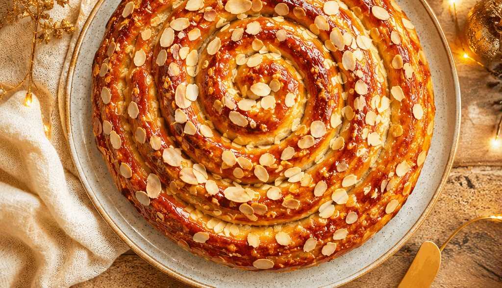 Riesige Mandelgebäck-Schnecke, ein absoluter Leckerbissen! – so sieht es fertig aus