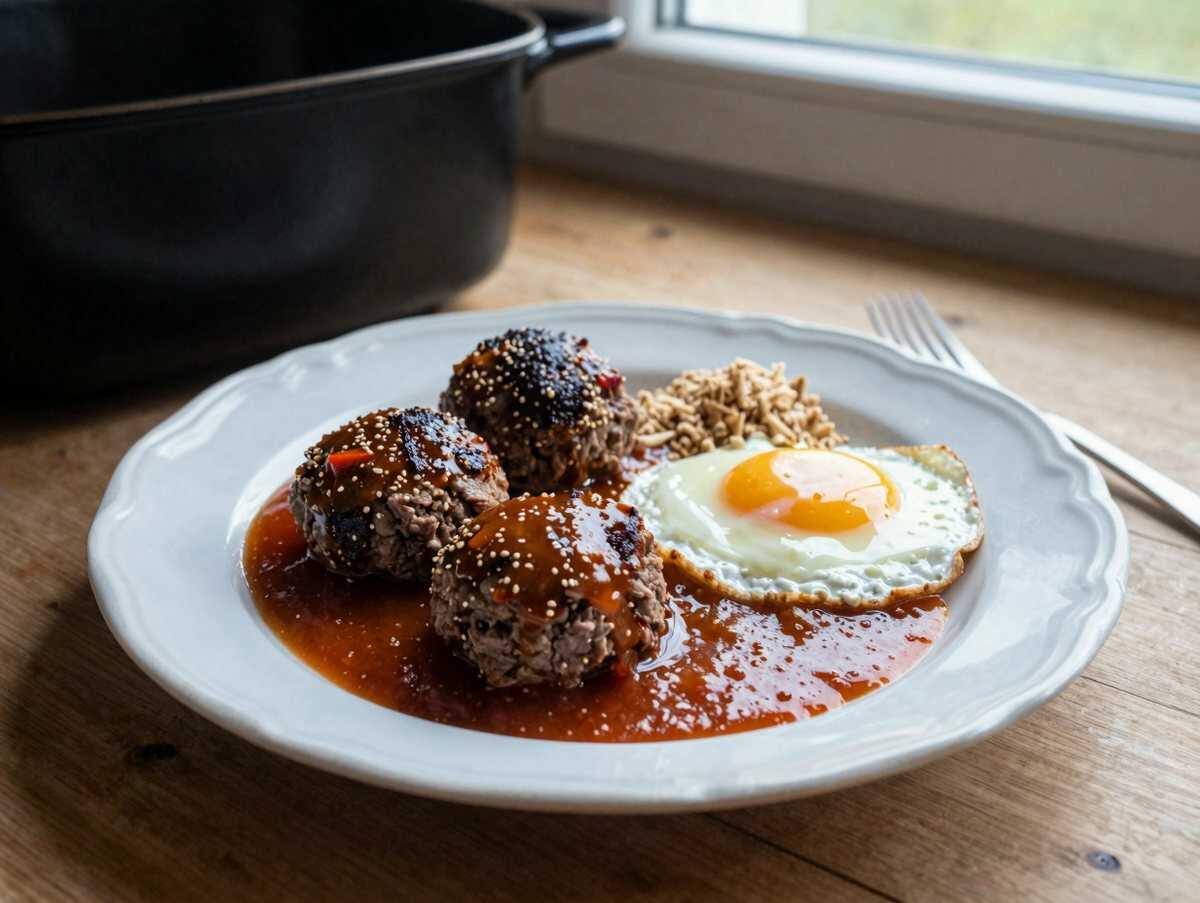 Rinderbällchen mit Tomatensauce aus der Heißluftfritteuse – während der Zubereitung