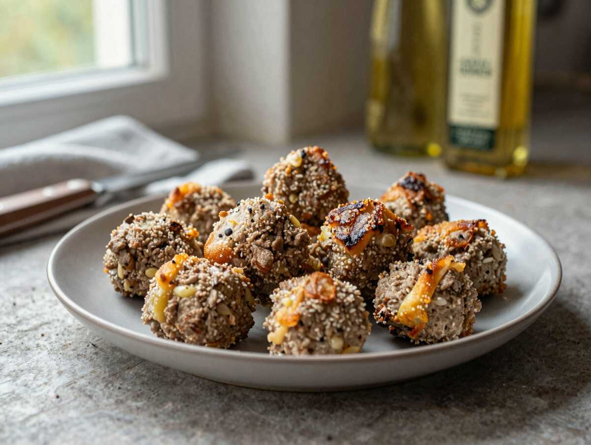 Rinderhack-Nuggets knusprig gebacken – während der Zubereitung