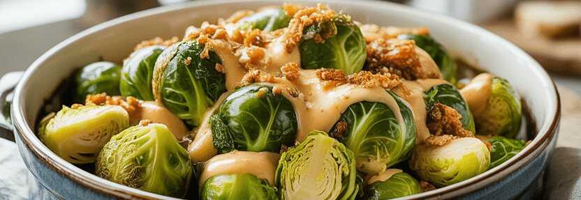 Rosenkohl in Frischkäse Senfsauce in 30 Minuten zubereitet – so sieht es fertig aus