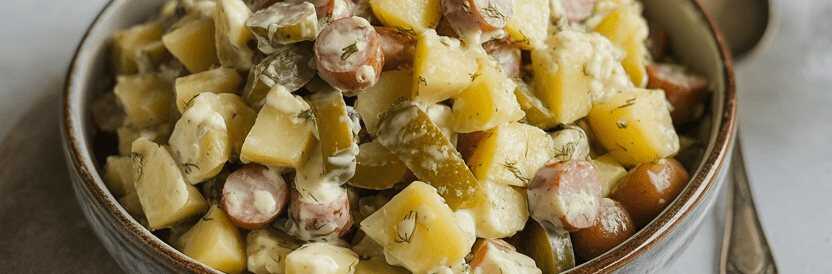 Russischer Olivier-Salat (Kartoffel-Wurst-Salat) – so sieht es fertig aus