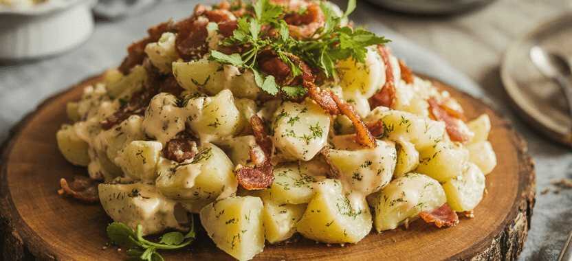 Rustikaler Kartoffelsalat für Schlachtplatte – so sieht es fertig aus