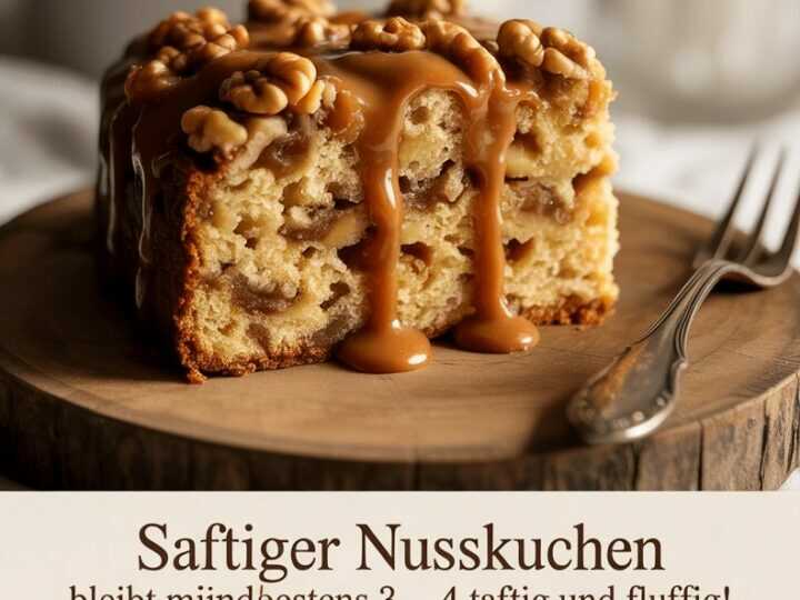 Saftiger Nusskuchen bleibt mindestens 3 – 4 Tage saftig und fluffig!
