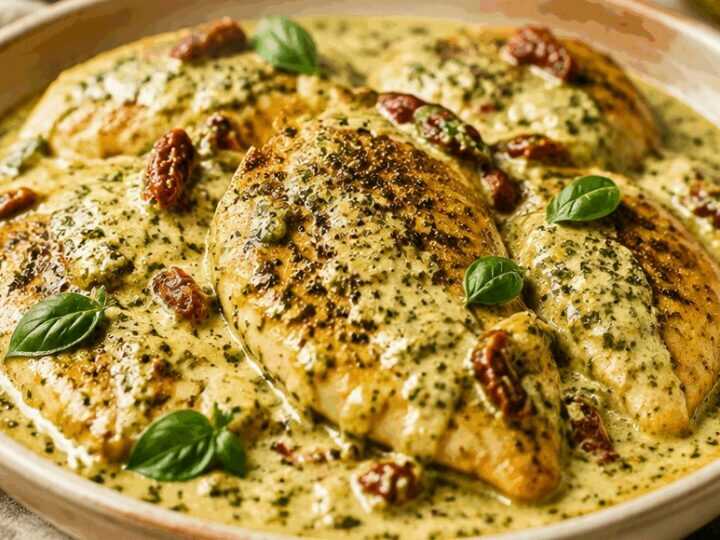 Sahniges Pesto-Hähnchen, das Dein Abendessen auf ein neues Level hebt!