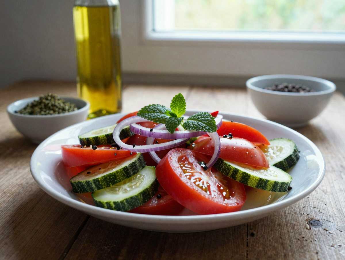 Salade Shirazi – Dein frischer Persischer Hit! – während der Zubereitung