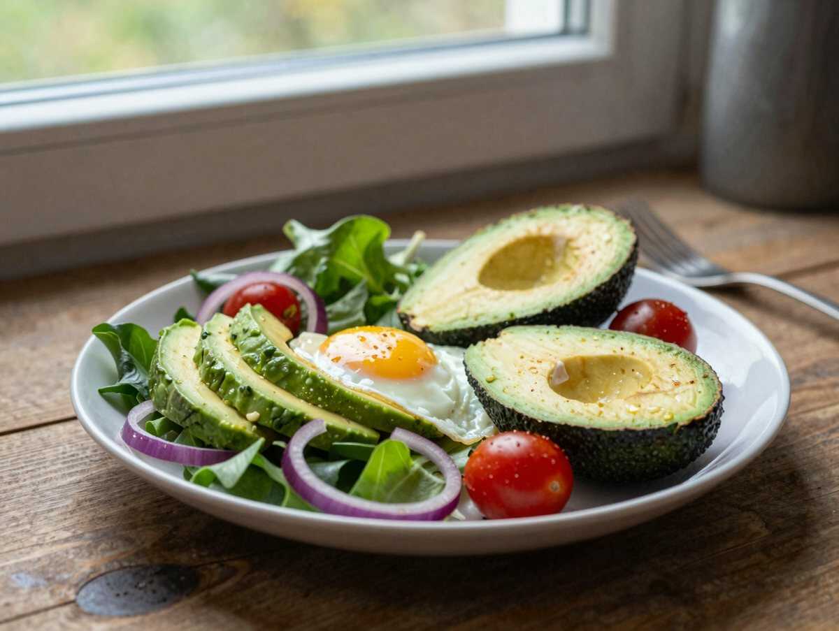 Salat mit Avocado und Ei – während der Zubereitung