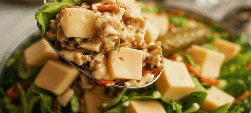 Salat mit Emmentaler und Essiggurken