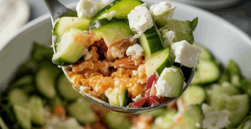 Salat mit Feta und Gurken – so sieht es fertig aus
