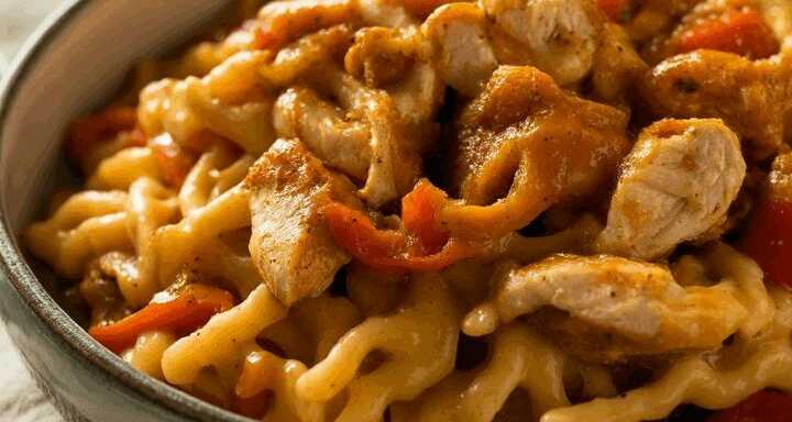 Salat mit gebratenem Hähnchen und Paprika