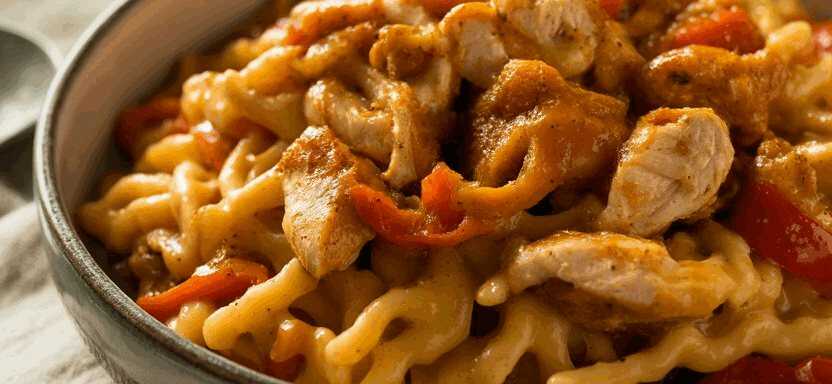 Salat mit gebratenem Hähnchen und Paprika