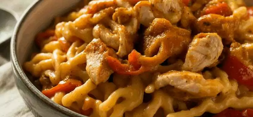 Salat mit gebratenem Hähnchen und Paprika