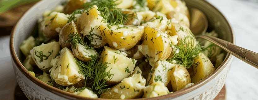 Salat mit gekochten Kartoffeln und Kräutern